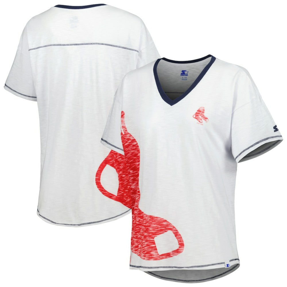 Boston Red Sox Starter Women's Perfect Game V-Neck T-Shirt - White T-shirts