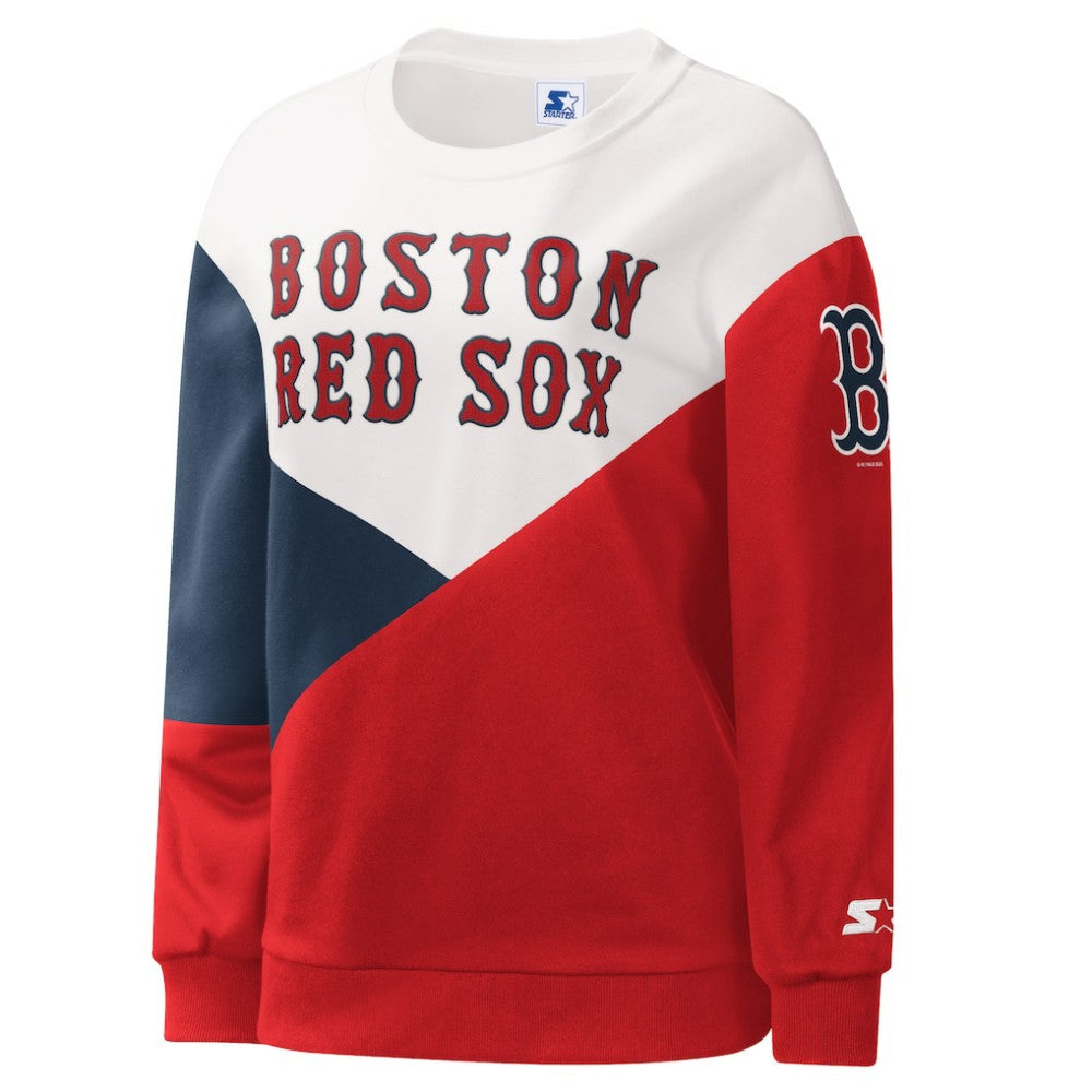 Boston Red Sox Starter Women's Shutout Pullover Sweatshirt - White/Red Pullover