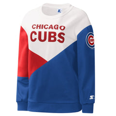 Chicago Cubs Starter Women's Shutout Pullover Sweatshirt - White/Royal Pullover