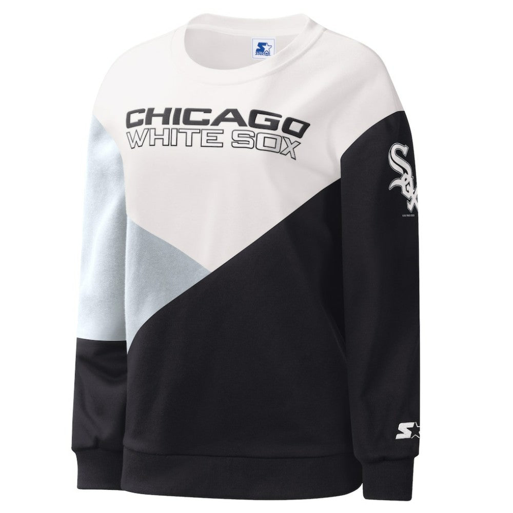 Chicago White Sox Starter Women's Shutout Pullover Sweatshirt - White/Black Pullover