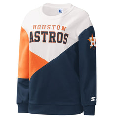 Houston Astros Starter Women's Shutout Pullover Sweatshirt - White/Navy Pullover