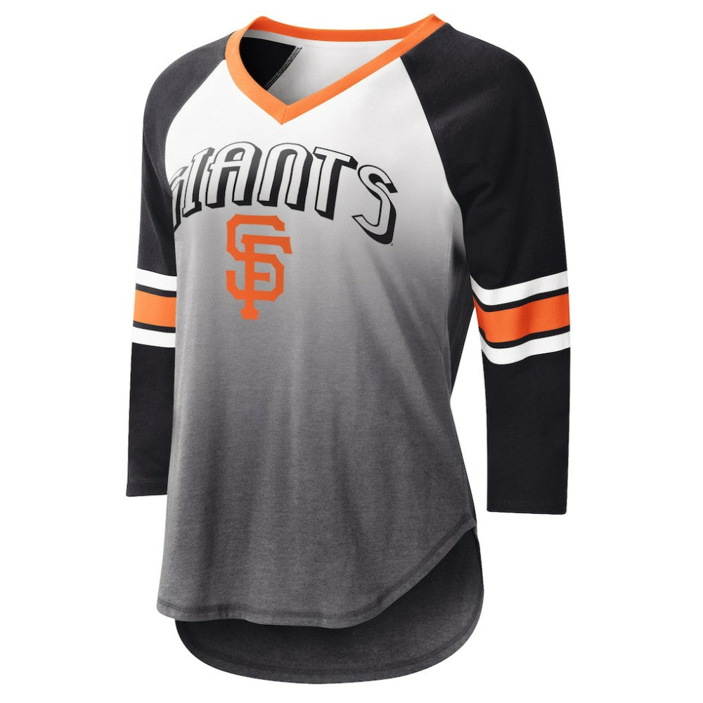 San Francisco Giants G-III 4Her by Carl Banks Women's Lead-Off Raglan 3/4-Sleeve V-Neck T-Shirt - White/Black T-shirts