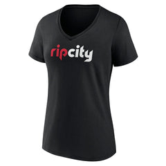 Portland Trail Blazers Women's Alternate Logo V-Neck T-Shirt Black