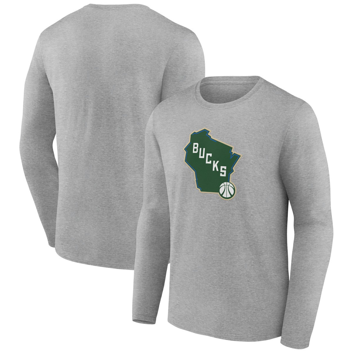 Milwaukee Bucks Alternate Logo Long Sleeve T-Shirt Gray