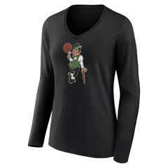 Boston Celtics Women's Alternate Logo V-Neck Long Sleeve T-Shirt Black