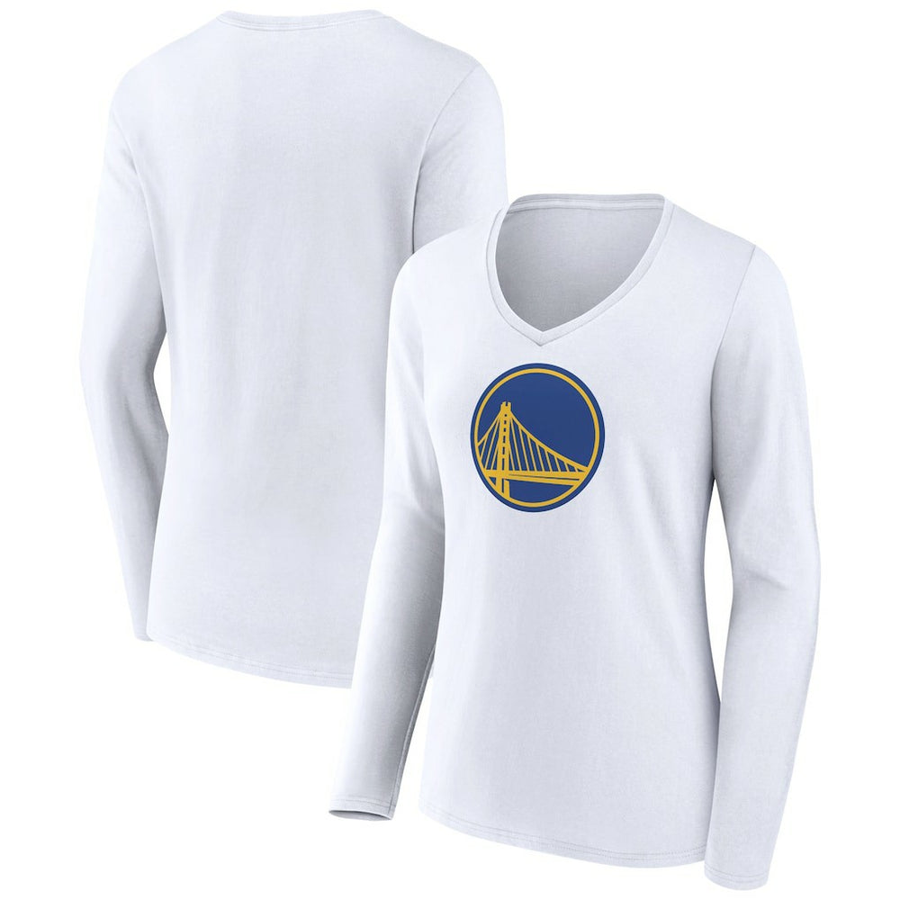 Golden State Warriors Women's Alternate Logo V-Neck Long Sleeve T-Shirt White