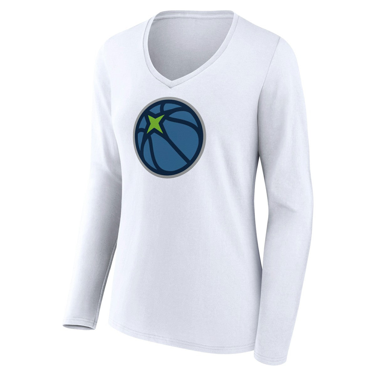 Minnesota Timberwolves Women's Alternate Logo V-Neck Long Sleeve T-Shirt White
