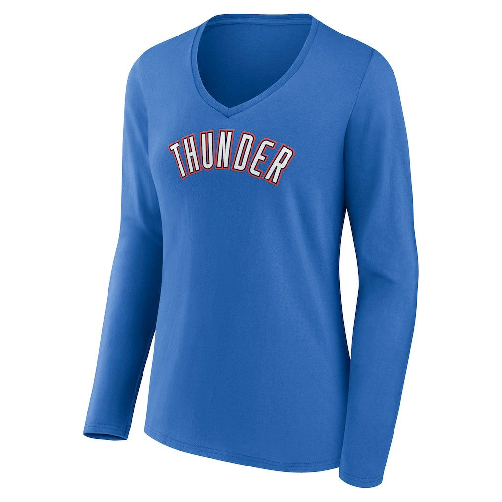Oklahoma City Thunder Women's Alternate Logo V-Neck Long Sleeve T-Shirt Blue