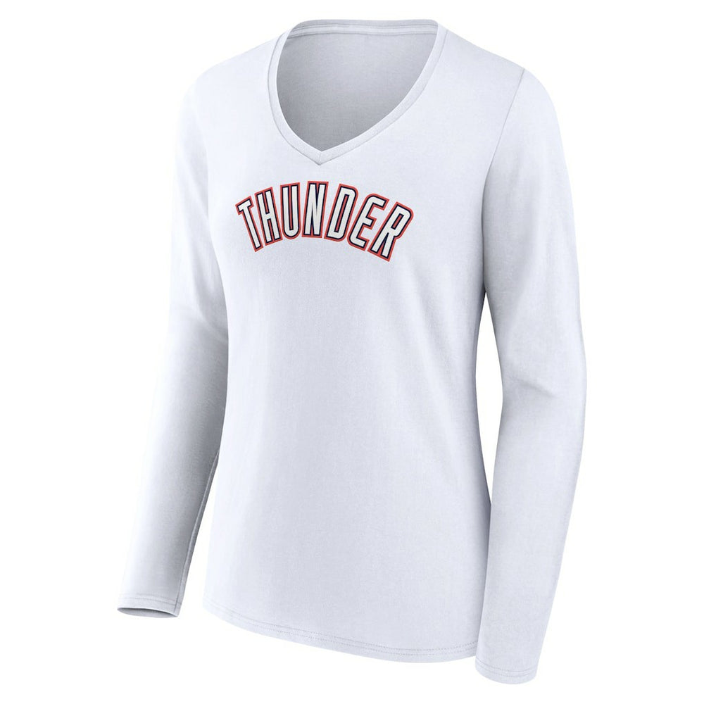 Oklahoma City Thunder Women's Alternate Logo V-Neck Long Sleeve T-Shirt White