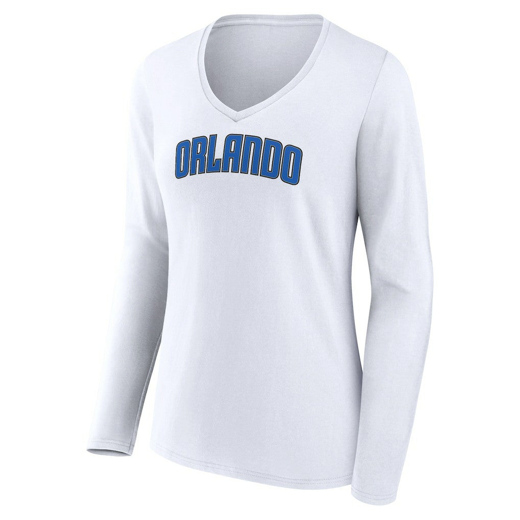 Orlando Magic Women's Alternate Logo V-Neck Long Sleeve T-Shirt White