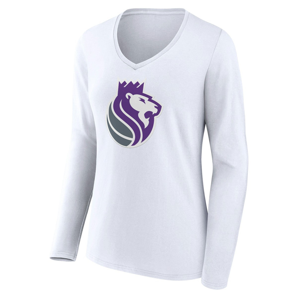 Sacramento Kings Women's Alternate Logo V-Neck Long Sleeve T-Shirt White