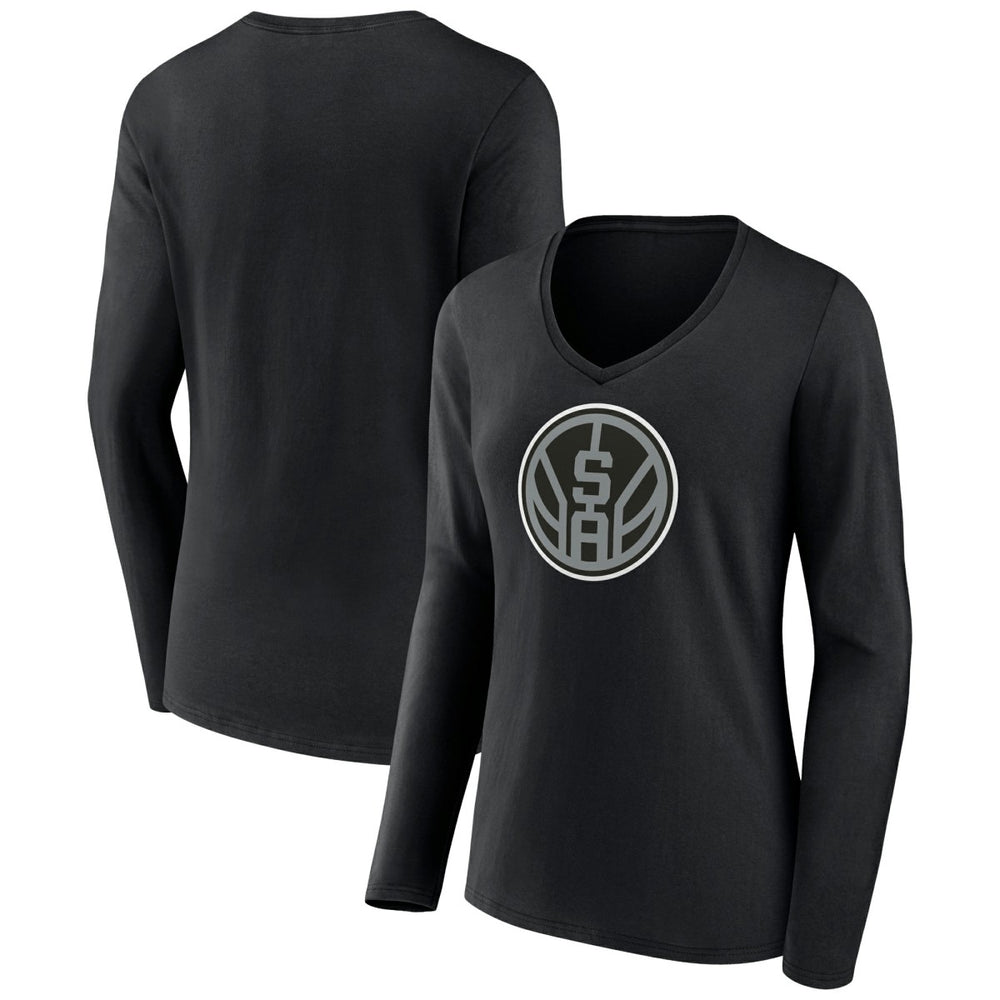 San Antonio Spurs Women's Alternate Logo V-Neck Long Sleeve T-Shirt Black