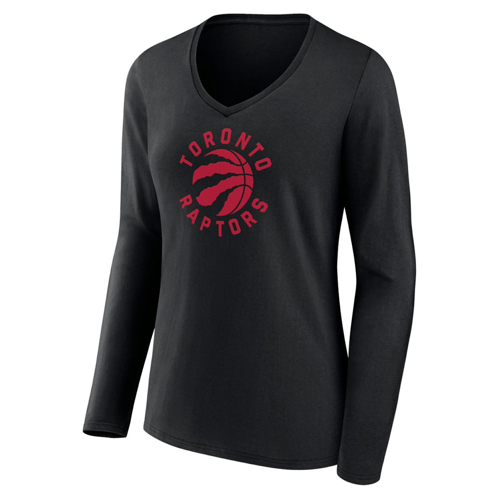Toronto Raptors Women's Alternate Logo V-Neck Long Sleeve T-Shirt Black