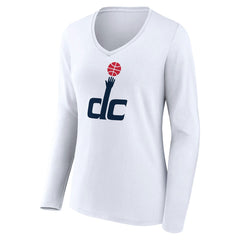 Washington Wizards Women's Alternate Logo V-Neck Long Sleeve T-Shirt White