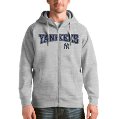 New York Yankees Antigua Team Logo Victory Full-Zip Hoodie - Heather Gray Hoodies