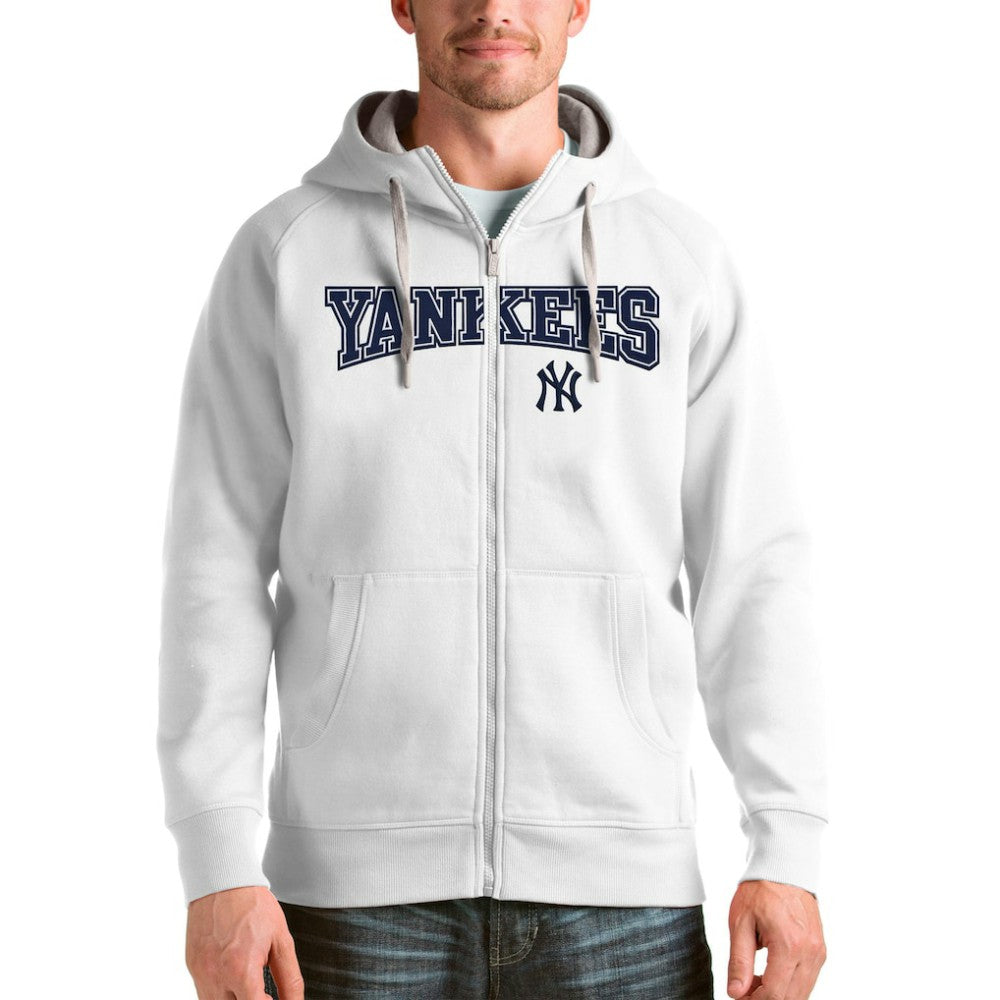 New York Yankees Antigua Team Logo Victory Full-Zip Hoodie - White Hoodies