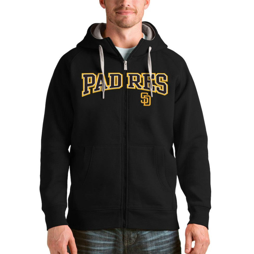 San Diego Padres Antigua Team Logo Victory Full-Zip Hoodie - Black Hoodies
