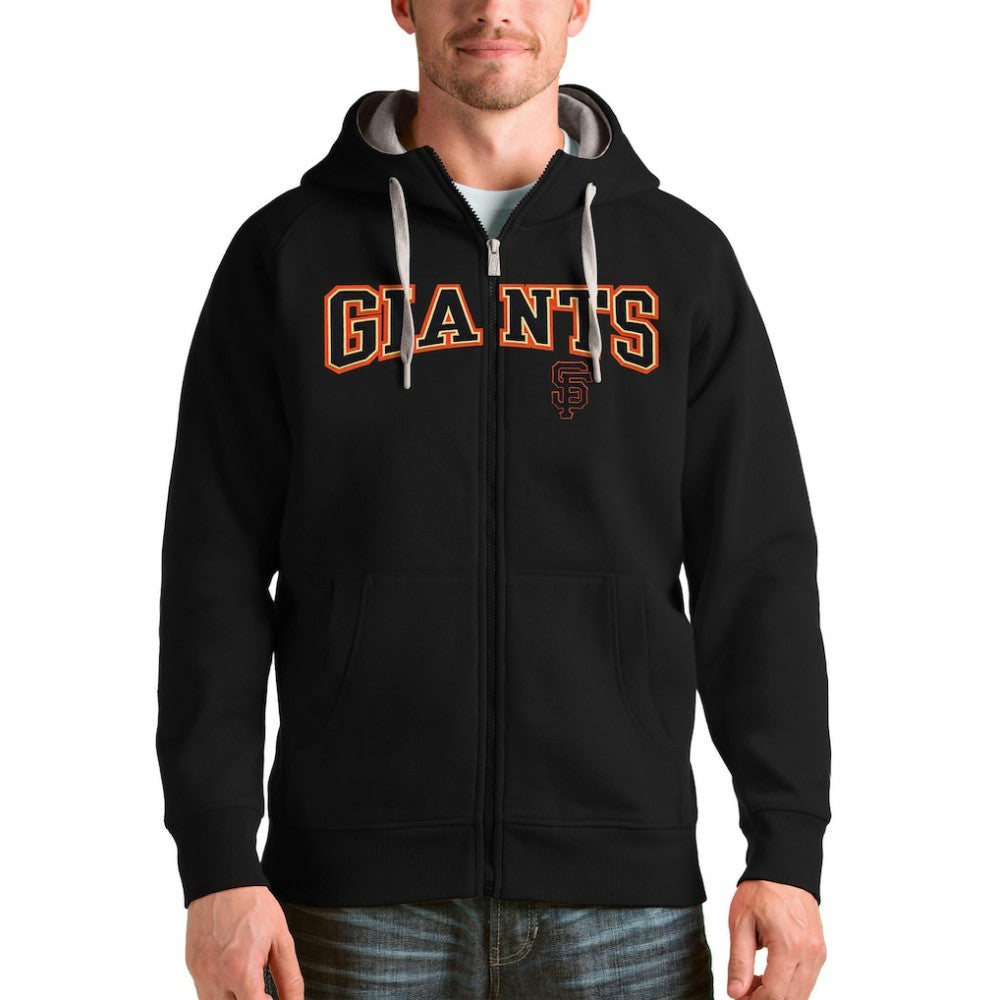 San Francisco Giants Antigua Team Logo Victory Full-Zip Hoodie - Black Hoodies
