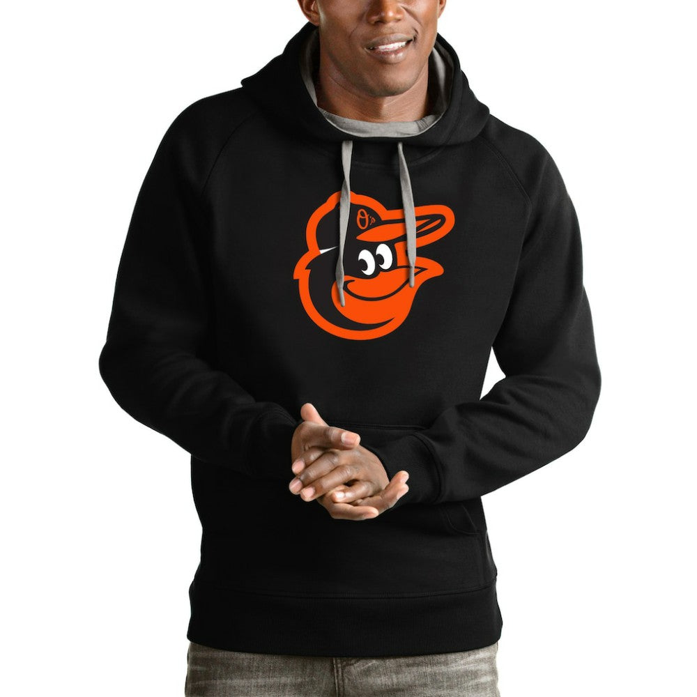 Baltimore Orioles Antigua Victory Pullover Team Logo Hoodie - Black Hoodies