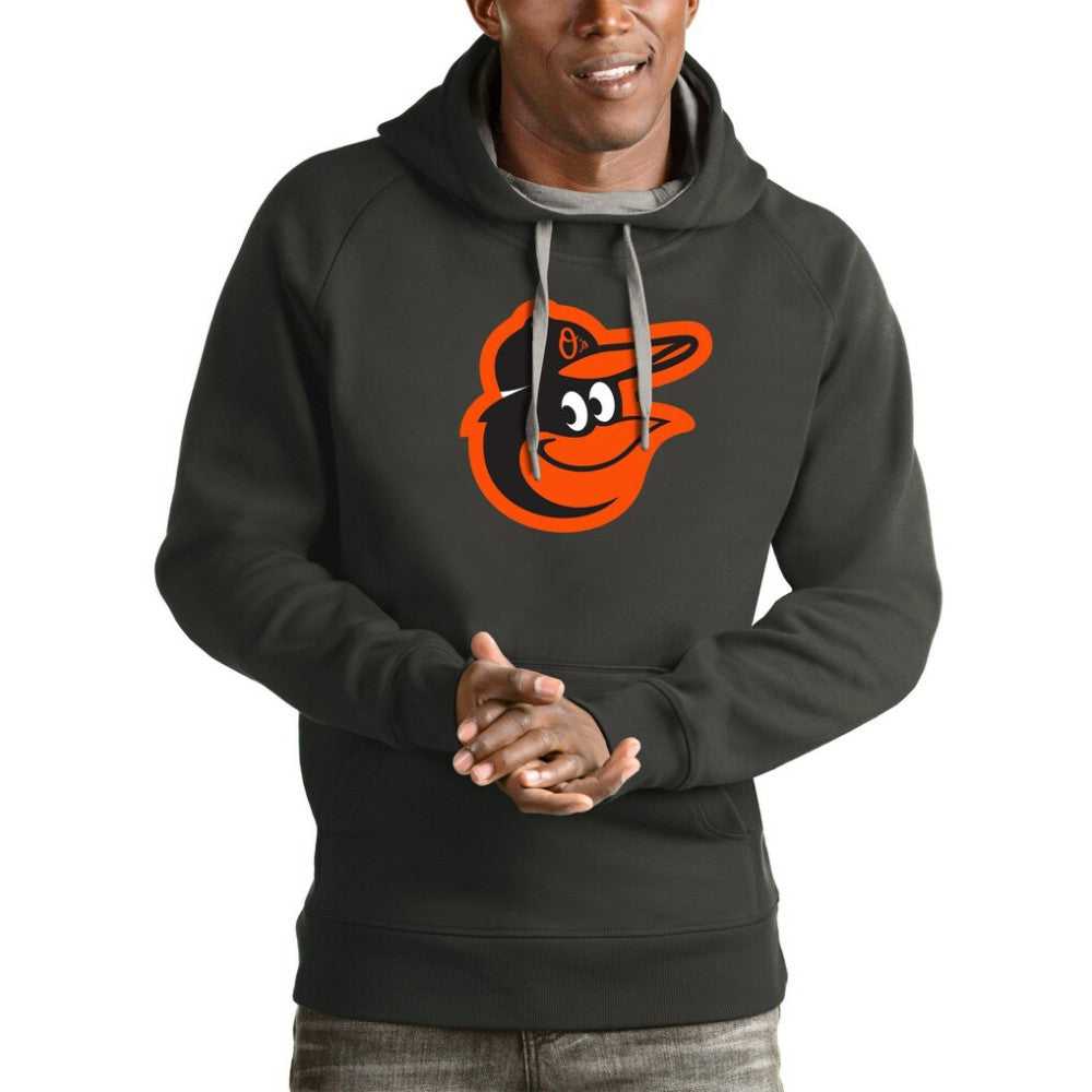 Baltimore Orioles Antigua Victory Pullover Team Logo Hoodie - Charcoal Hoodies