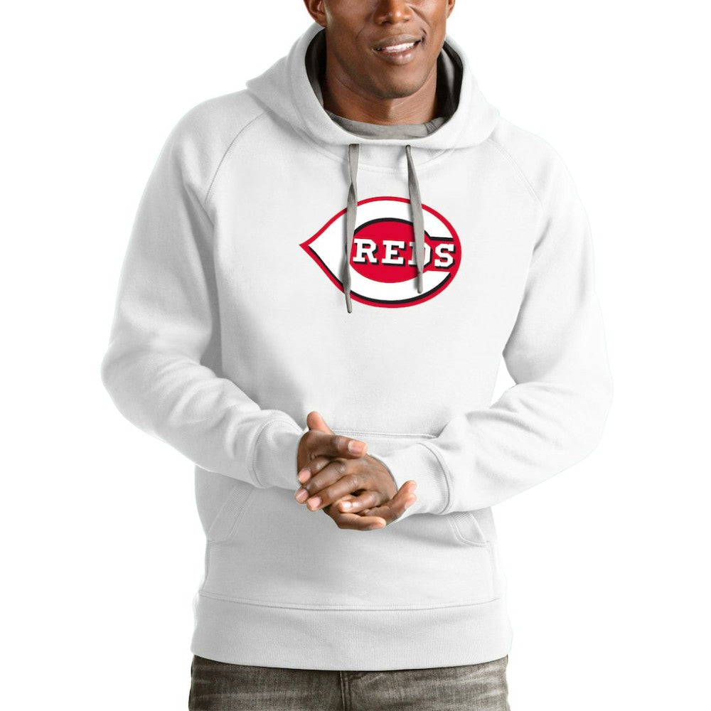 Cincinnati Reds Antigua Victory Pullover Team Logo Hoodie - White Hoodies