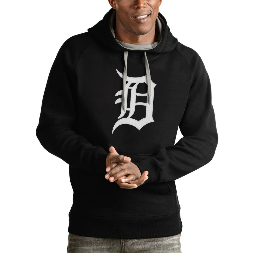 Detroit Tigers Antigua Victory Pullover Team Logo Hoodie - Black Hoodies