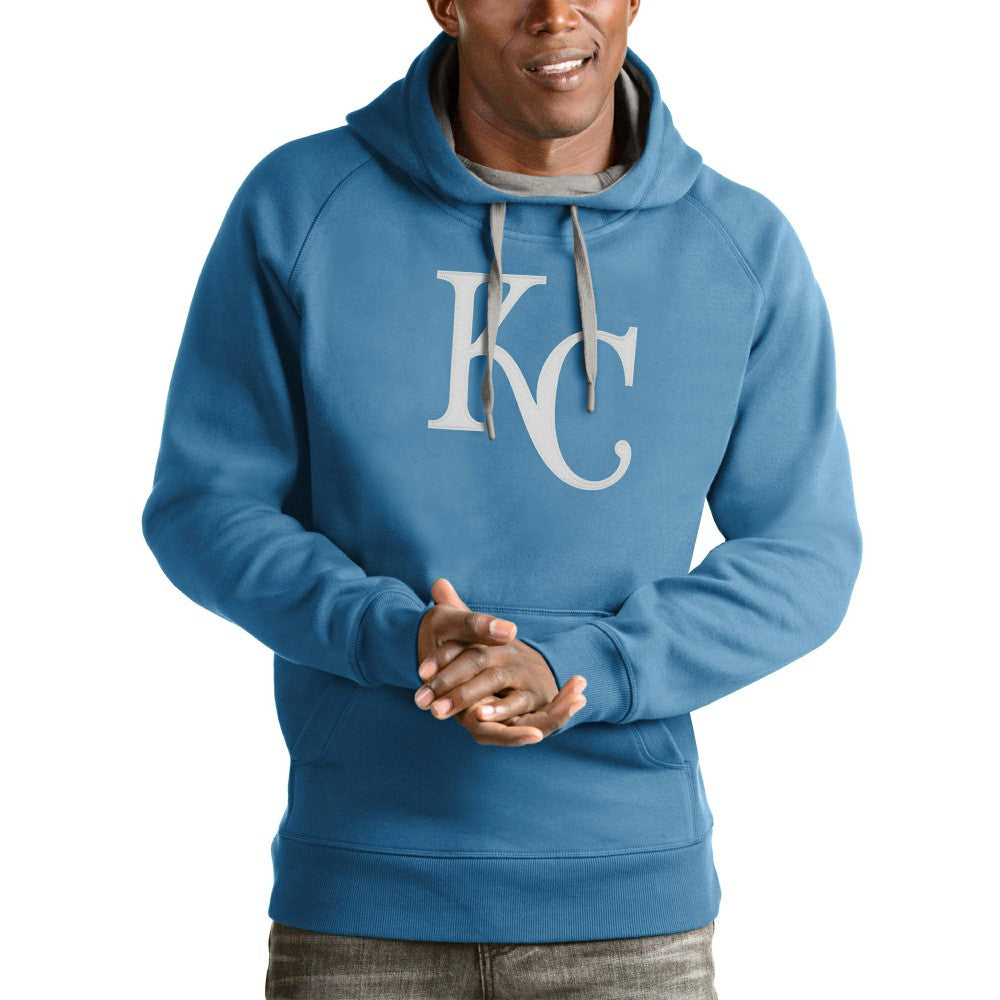 Kansas City Royals Antigua Victory Pullover Team Logo Hoodie - Light Blue Hoodies