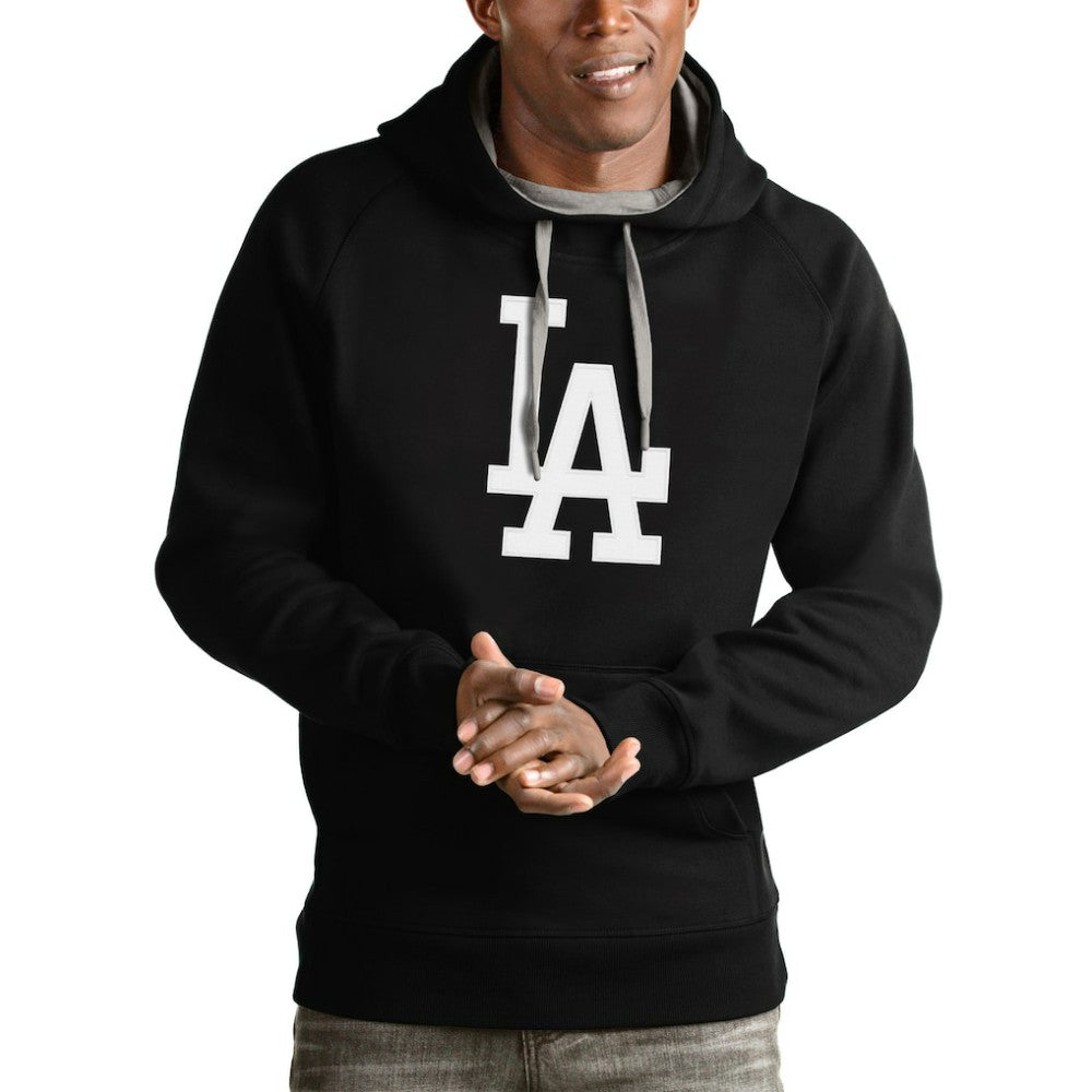 Los Angeles Dodgers Antigua Victory Pullover Team Logo Hoodie - Black Hoodies
