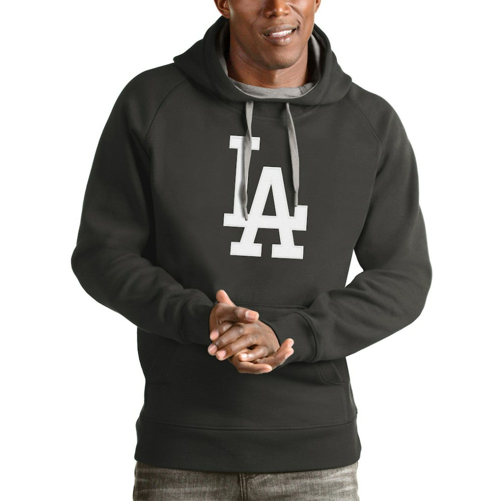 Los Angeles Dodgers Antigua Victory Pullover Team Logo Hoodie - Charcoal Hoodies