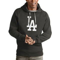 Los Angeles Dodgers Antigua Victory Pullover Team Logo Hoodie - Charcoal Hoodies