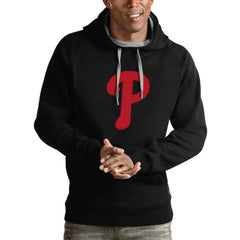 Philadelphia Phillies Antigua Victory Pullover Team Logo Hoodie - Black Hoodies