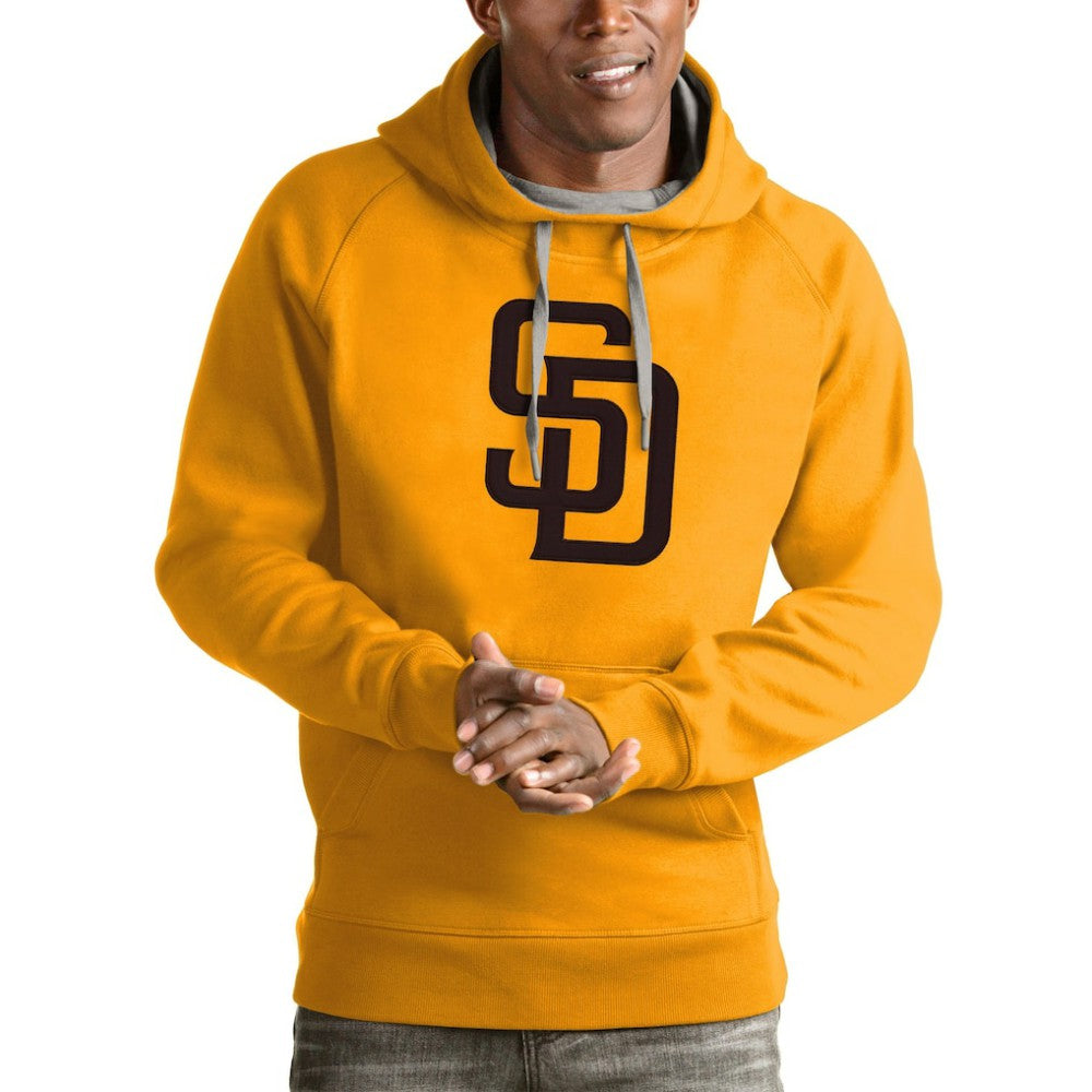 San Diego Padres Antigua Victory Pullover Team Logo Hoodie - Gold Hoodies