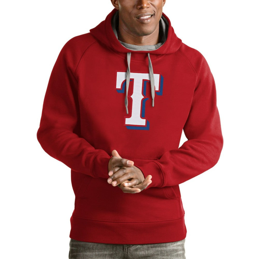 Texas Rangers Antigua Victory Pullover Team Logo Hoodie - Red Hoodies