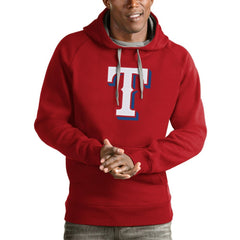 Texas Rangers Antigua Victory Pullover Team Logo Hoodie - Red Hoodies