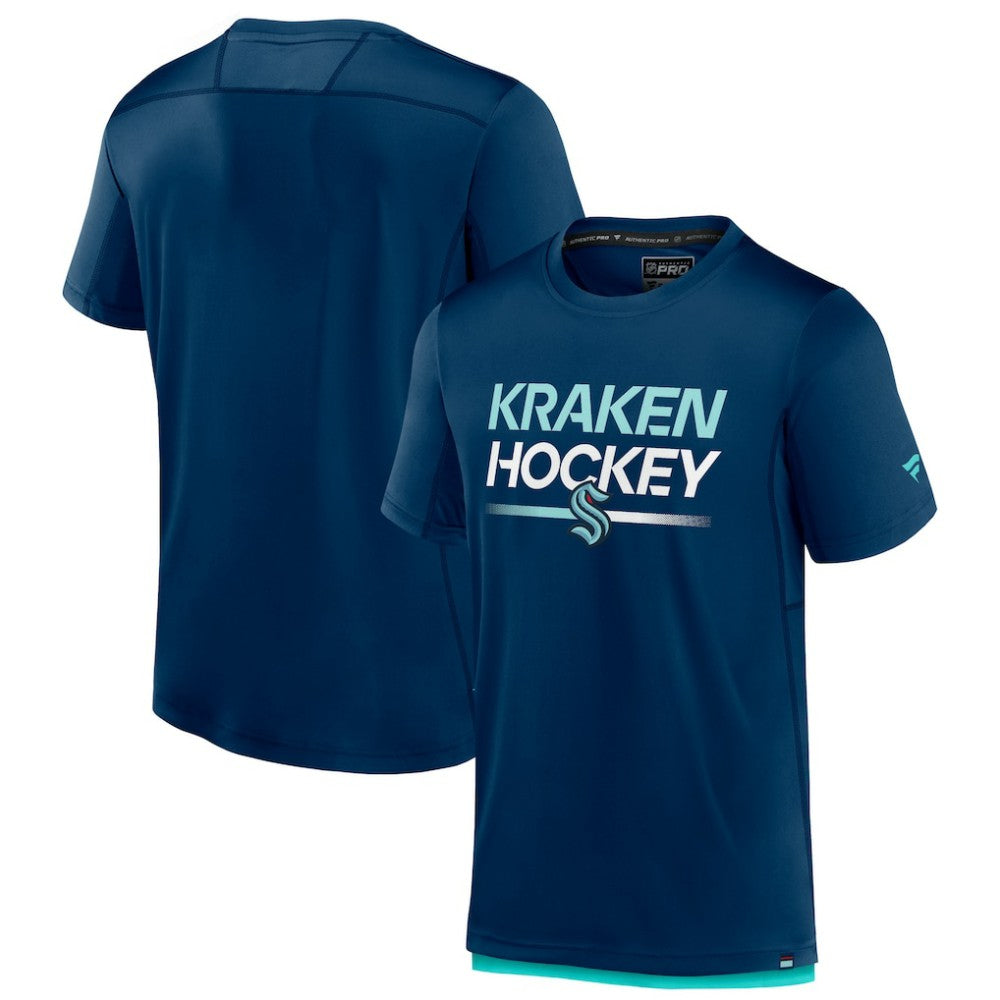 NHL Seattle Kraken Fanatics Authentic Pro Tech T-Shirt - Deep Sea Blue