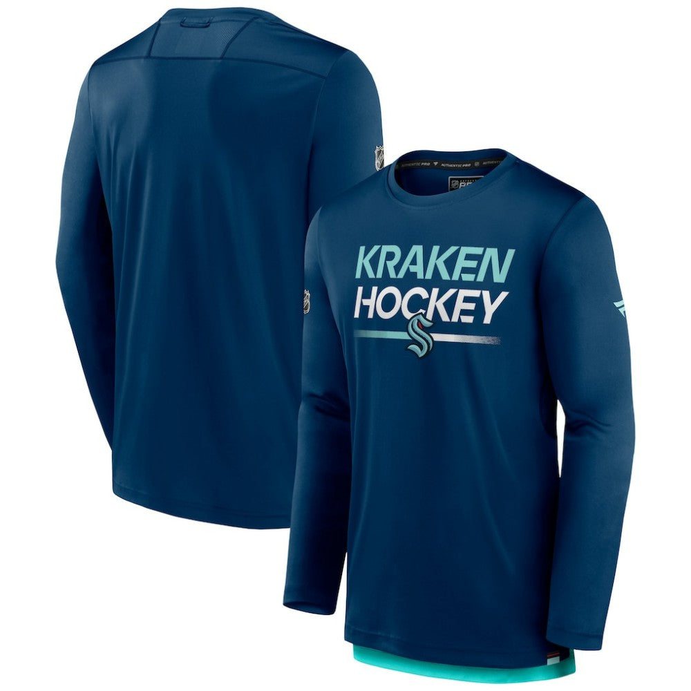 NHL Seattle Kraken Fanatics Authentic Pro Long Sleeve T-Shirt - Deep Sea Blue