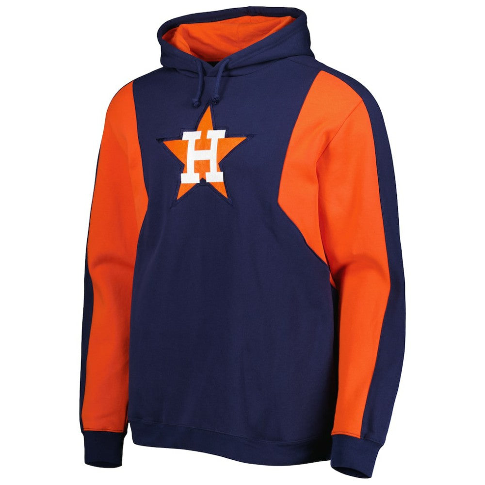 Houston Astros Mitchell & Ness Colorblocked Fleece Pullover Hoodie - Navy/Orange Hoodies