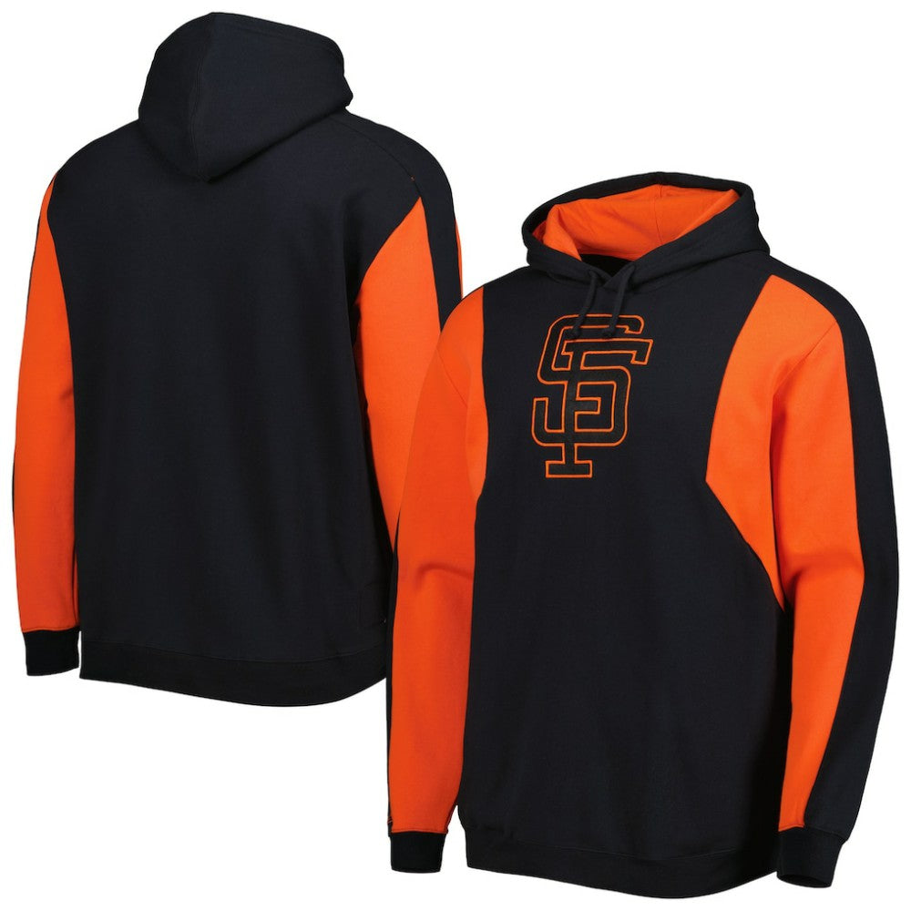 San Francisco Giants Mitchell & Ness Colorblocked Fleece Pullover Hoodie - Black/Orange Hoodies
