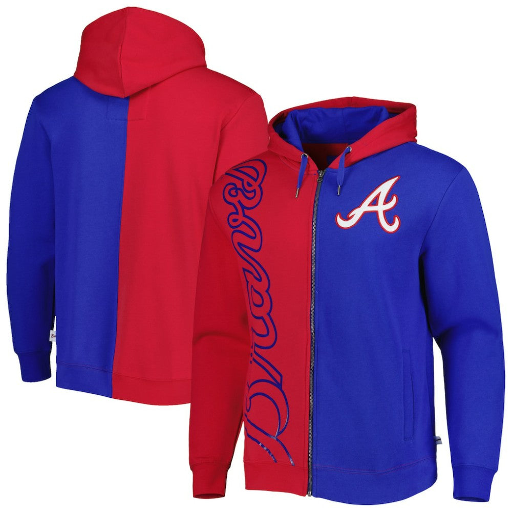 Atlanta Braves Mitchell & Ness Fleece Full-Zip Hoodie - Red/Royal Hoodies