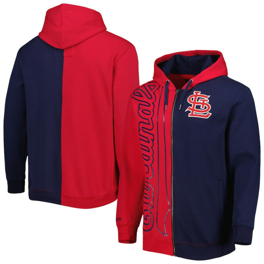 St. Louis Cardinals Mitchell & Ness Fleece Full-Zip Hoodie - Red/Navy Hoodies