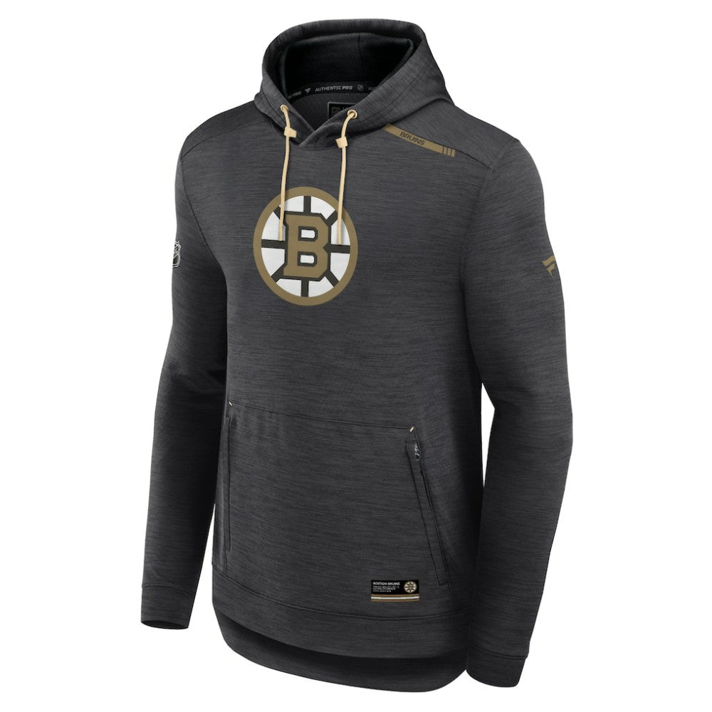 NHL Boston Bruins Fanatics Authentic Pro Tech Pullover Hoodie - Heather Charcoal