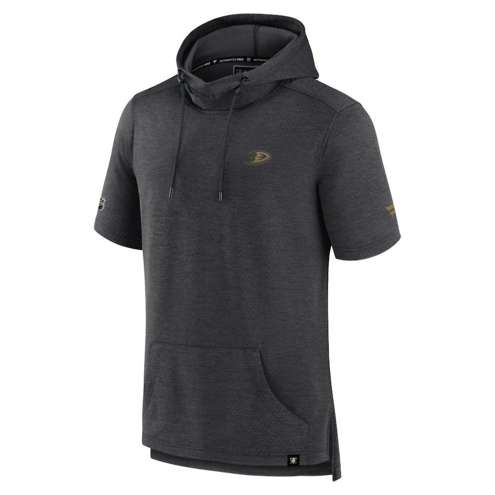 NHL Anaheim Ducks Fanatics Authentic Pro Short Sleeve Pullover Hoodie - Heather Charcoal