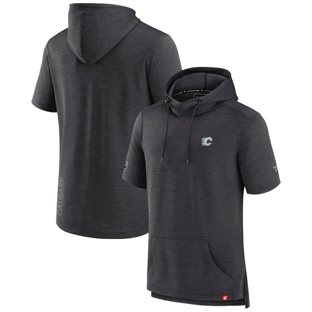 NHL Calgary Flames Fanatics Authentic Pro Short Sleeve Pullover Hoodie - Heather Charcoal