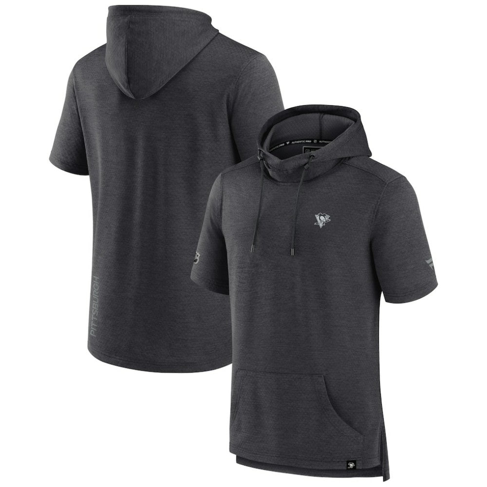 NHL Pittsburgh Penguins Fanatics Authentic Pro Short Sleeve Pullover Hoodie - Heather Charcoal