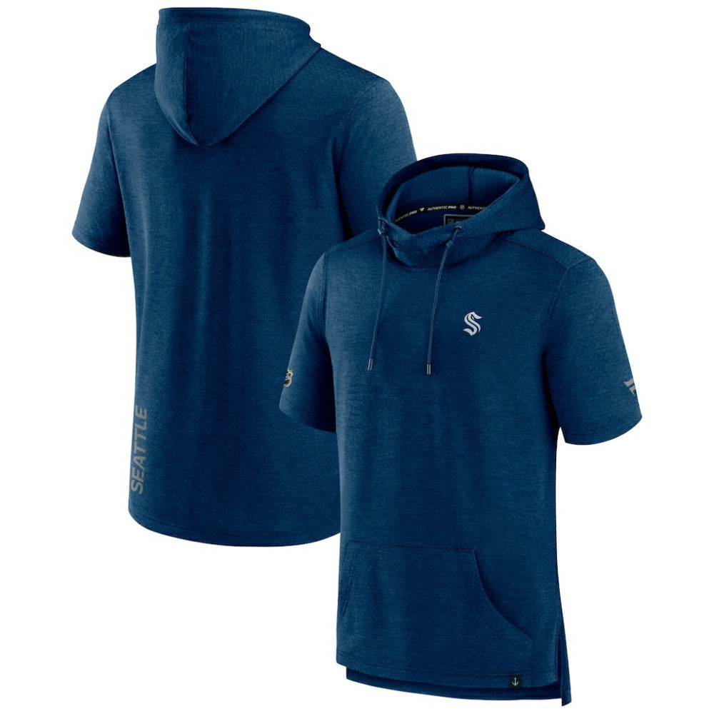 NHL Seattle Kraken Fanatics Authentic Pro Short Sleeve Pullover Hoodie - Heather Navy
