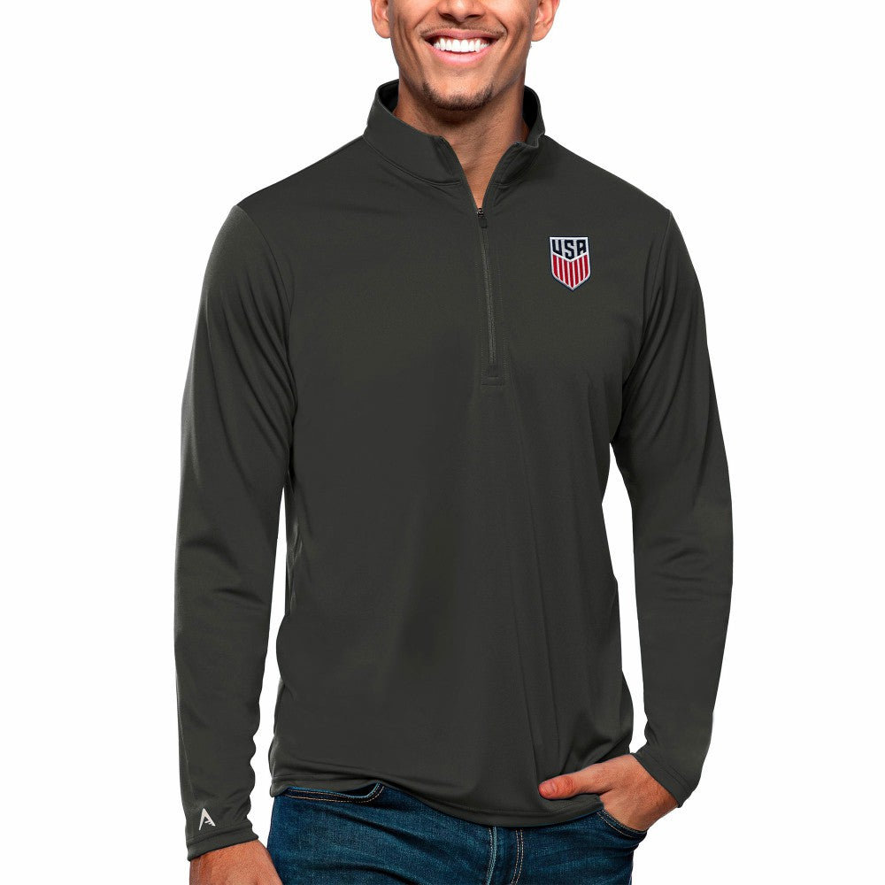 USMNT Antigua Tribute Quarter-Zip Pullover Top Charcoal