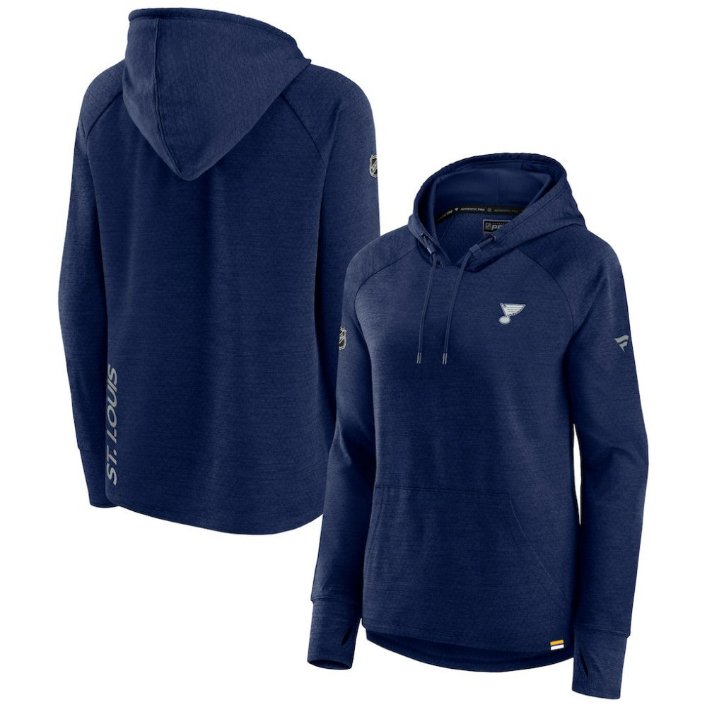 NHL St. Louis Blues Fanatics Women's Authentic Pro Pullover Hoodie - Heather Navy
