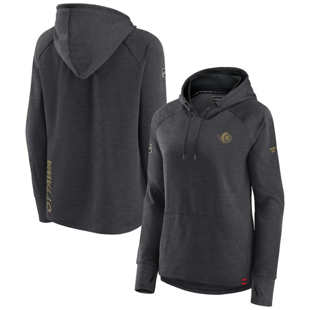 NHL Ottawa Senators Fanatics Women's Authentic Pro Pullover Hoodie - Heather Charcoal