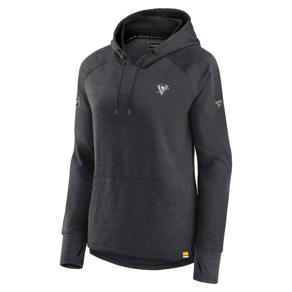 NHL Pittsburgh Penguins Fanatics Women's Authentic Pro Pullover Hoodie - Heather Charcoal
