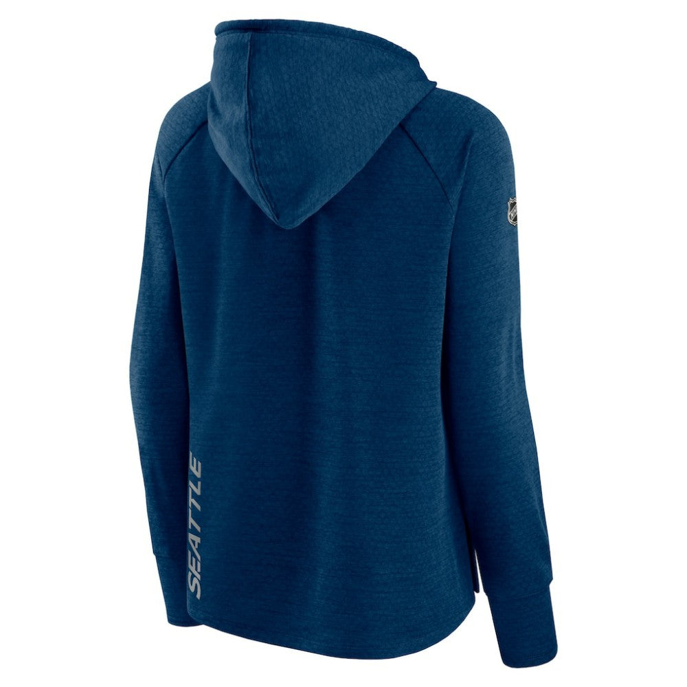NHL Seattle Kraken Fanatics Women's Authentic Pro Pullover Hoodie - Heather Deep Sea Blue